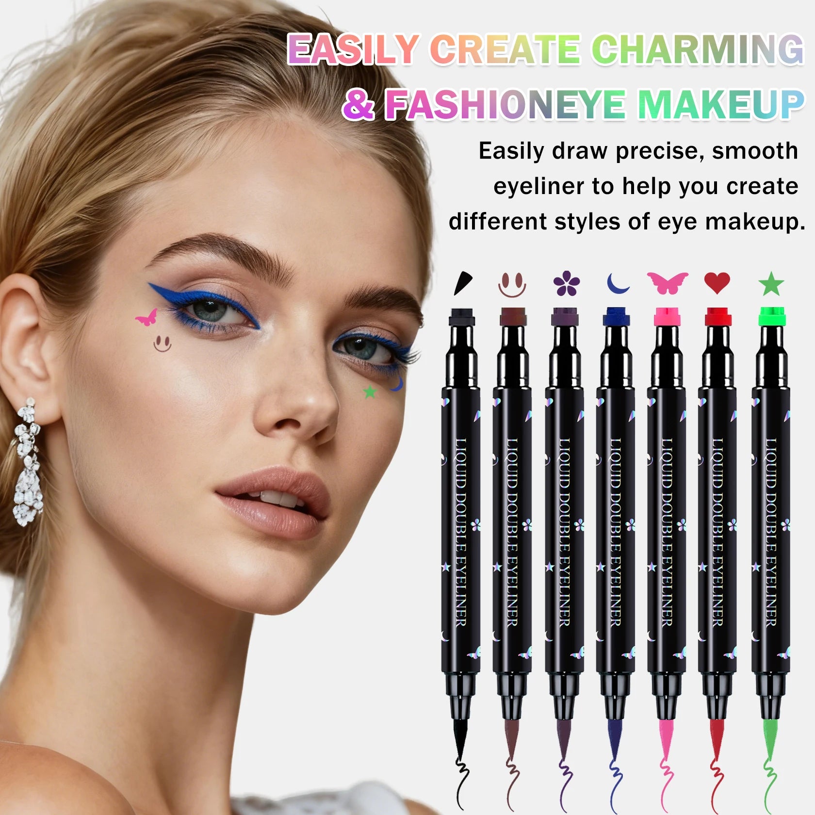 7PCS Colored Eyeliner Stamp Set – Waterproof Long-Lasting Liquid Eyeliners