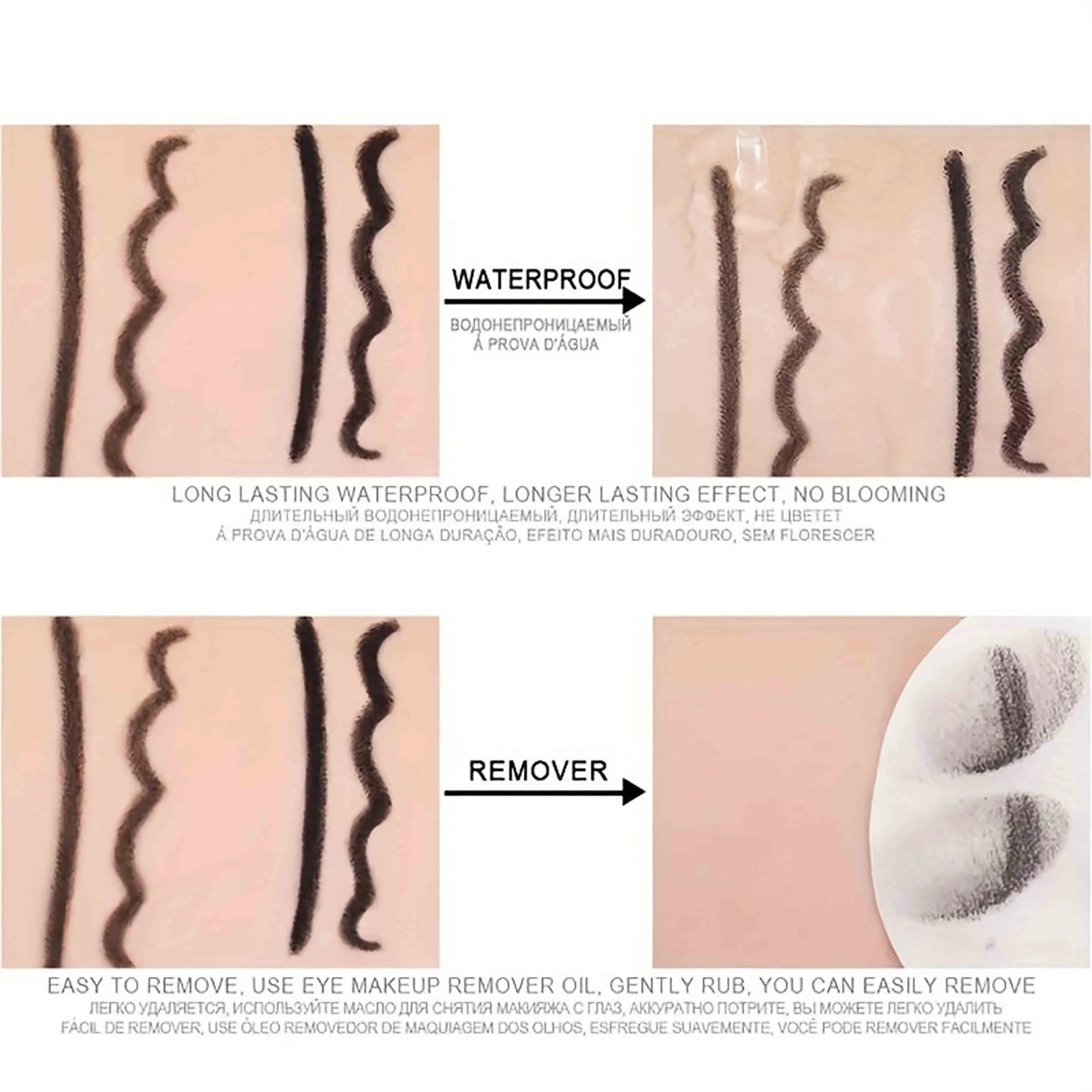 5pcs Black Gel Eyeliner Pens – Waterproof, Sweatproof & Smooth for Flawless Eye Makeup