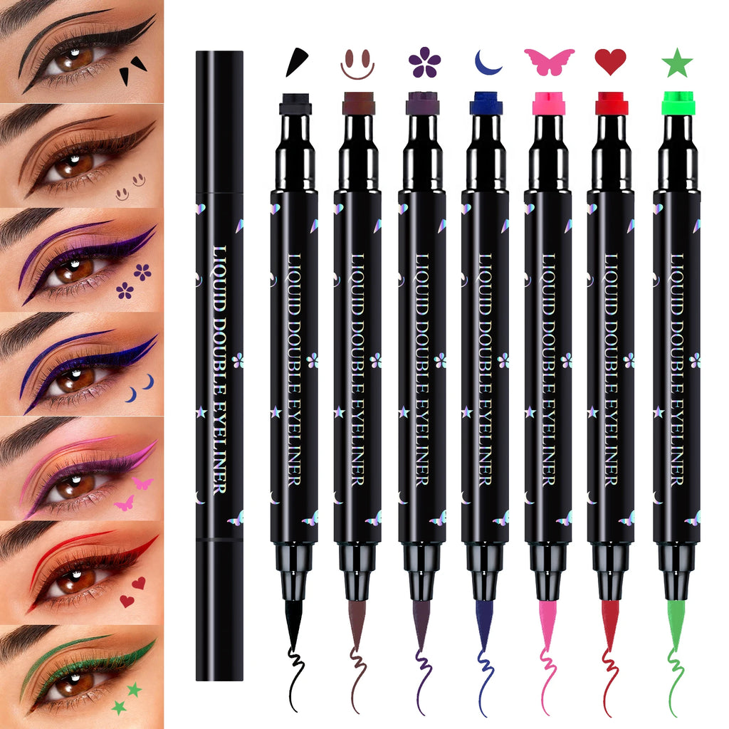 7PCS Colored Eyeliner Stamp Set – Waterproof Long-Lasting Liquid Eyeliners