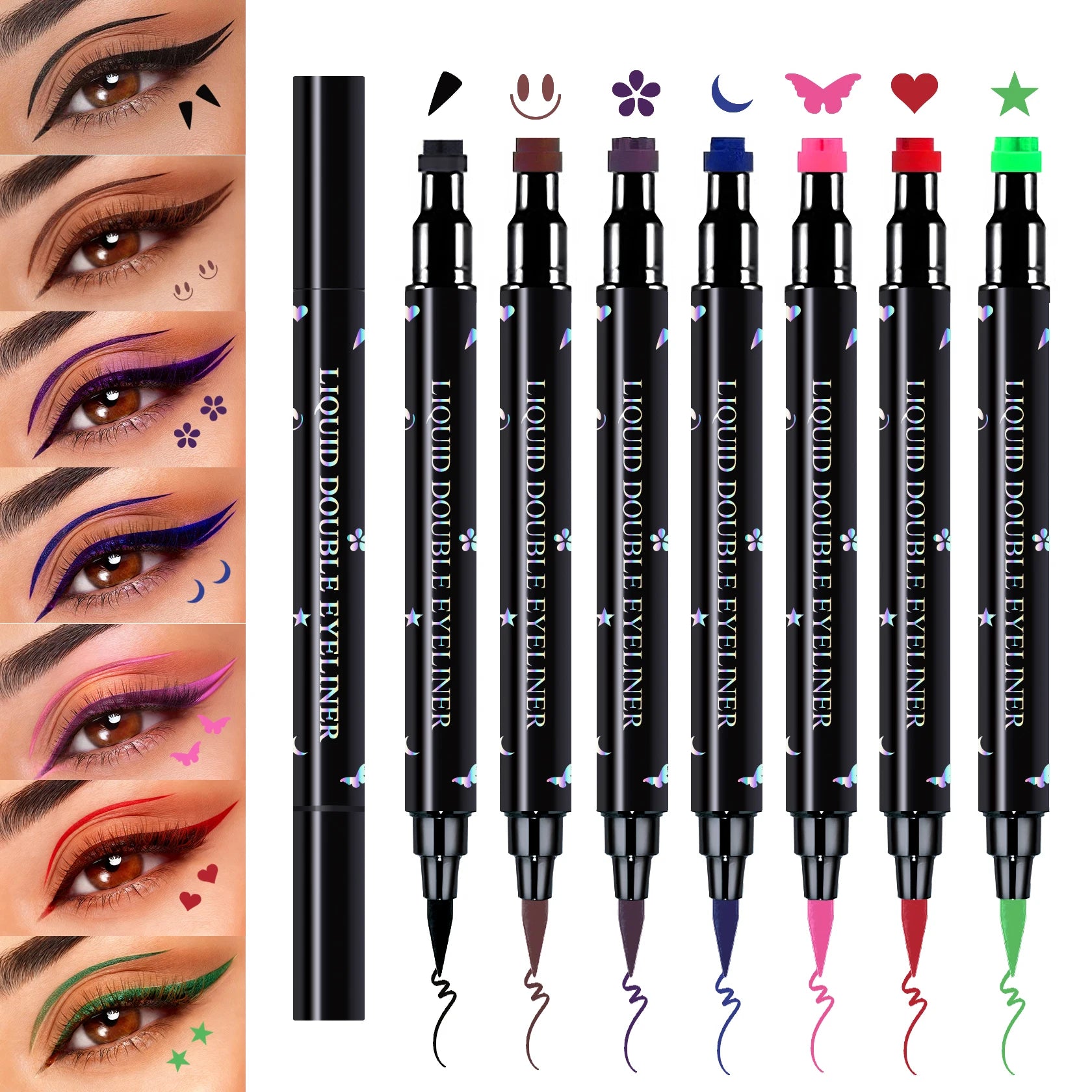 7PCS Colored Eyeliner Stamp Set – Waterproof Long-Lasting Liquid Eyeliners