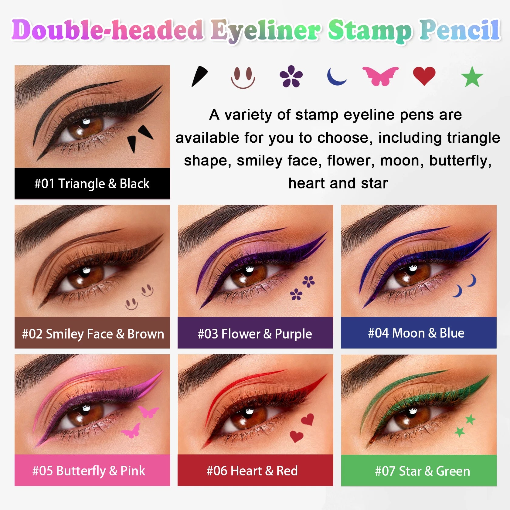 7PCS Colored Eyeliner Stamp Set – Waterproof Long-Lasting Liquid Eyeliners