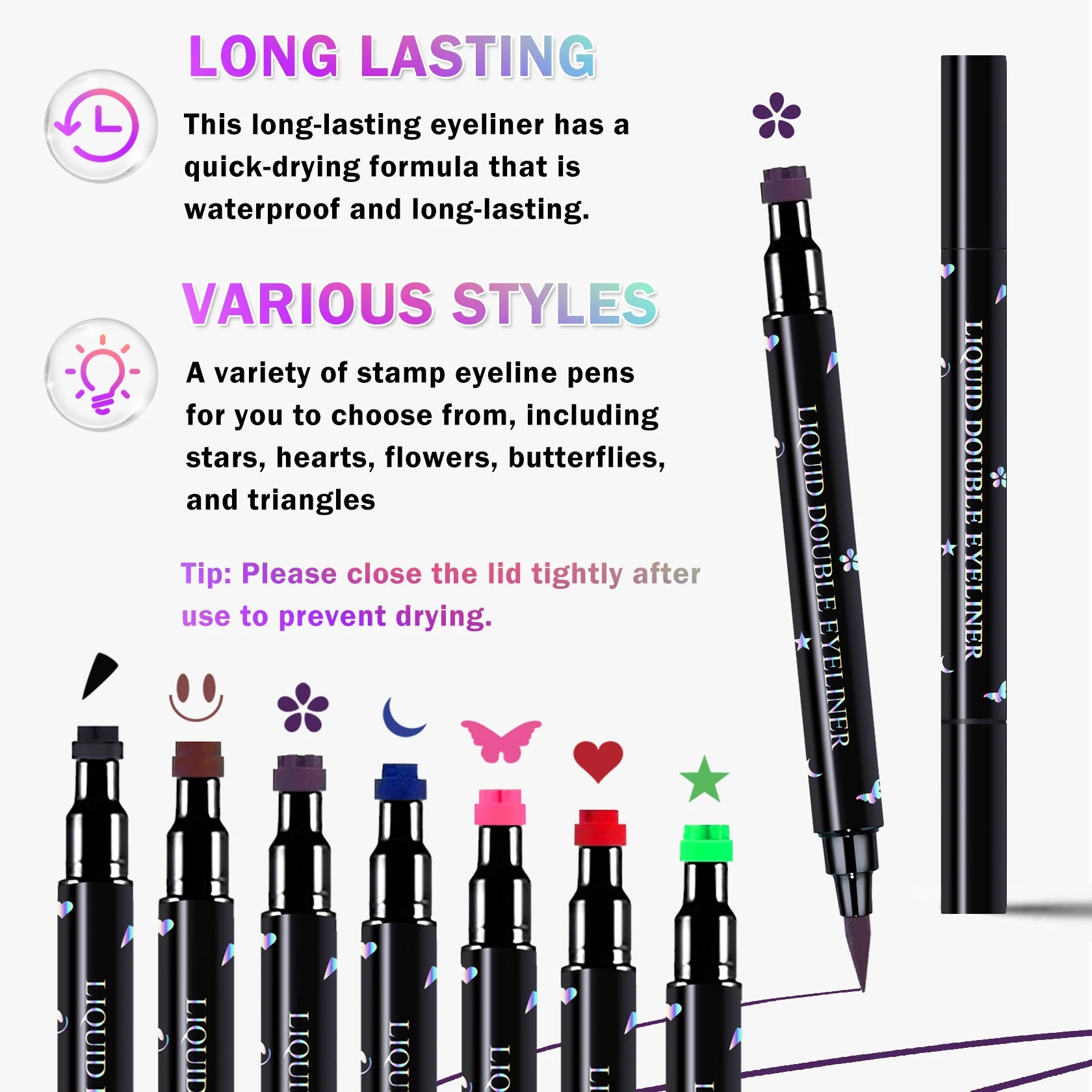 7PCS Colored Eyeliner Stamp Set – Waterproof Long-Lasting Liquid Eyeliners