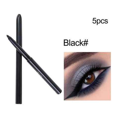 5pcs Black Gel Eyeliner Pens – Waterproof, Sweatproof & Smooth for Flawless Eye Makeup