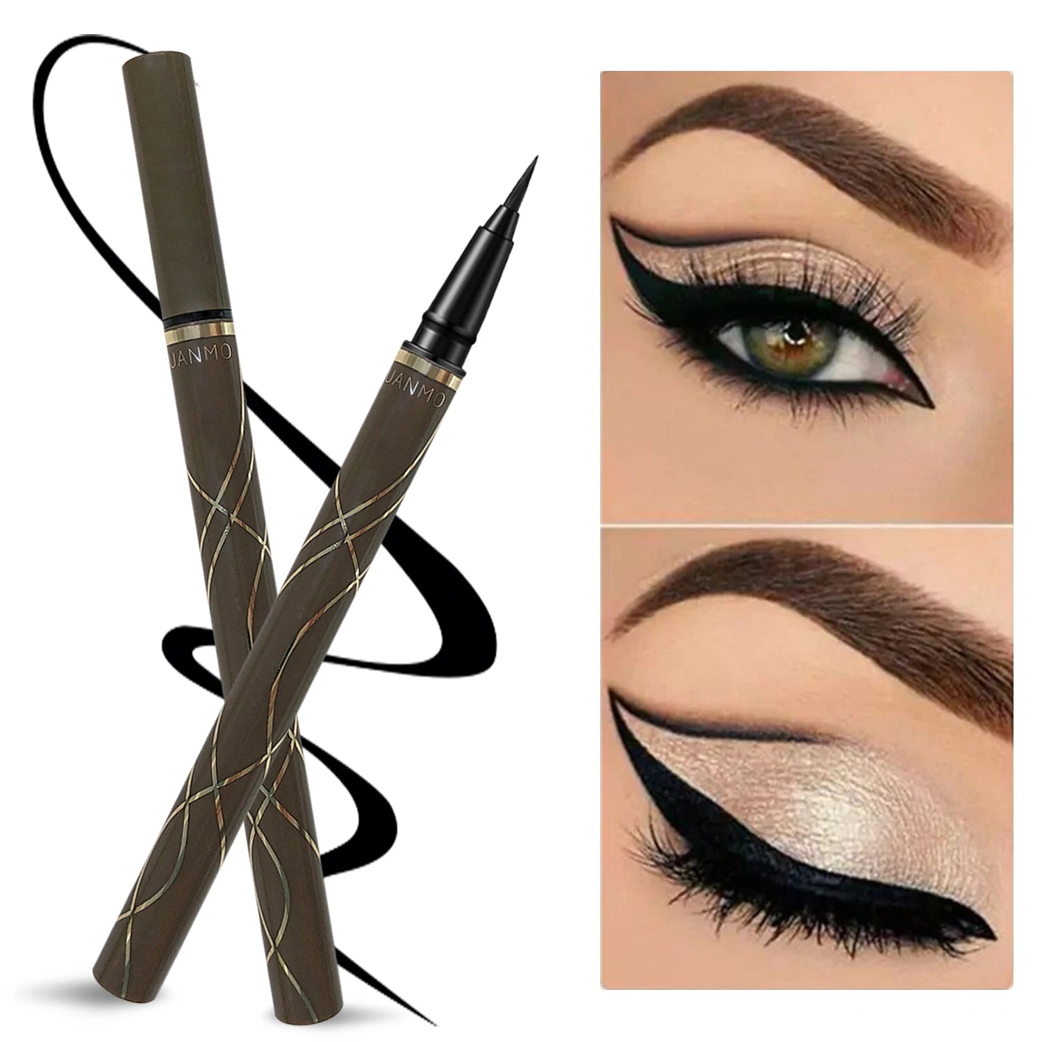 2pcs Precision Waterproof Liquid Eyeliner Pens – Long-Lasting, Smudge-Proof Ultra-Slim Black Liner