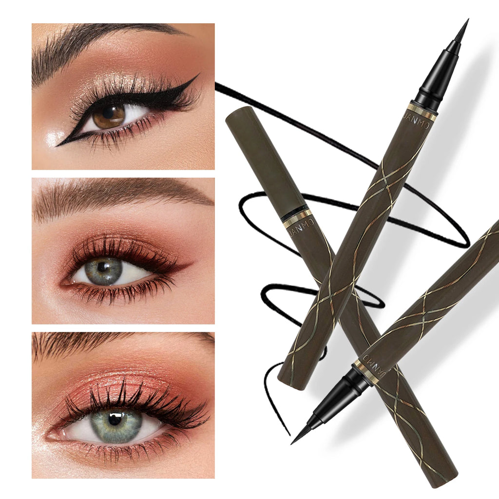 2pcs Precision Waterproof Liquid Eyeliner Pens – Long-Lasting, Smudge-Proof Ultra-Slim Black Liner